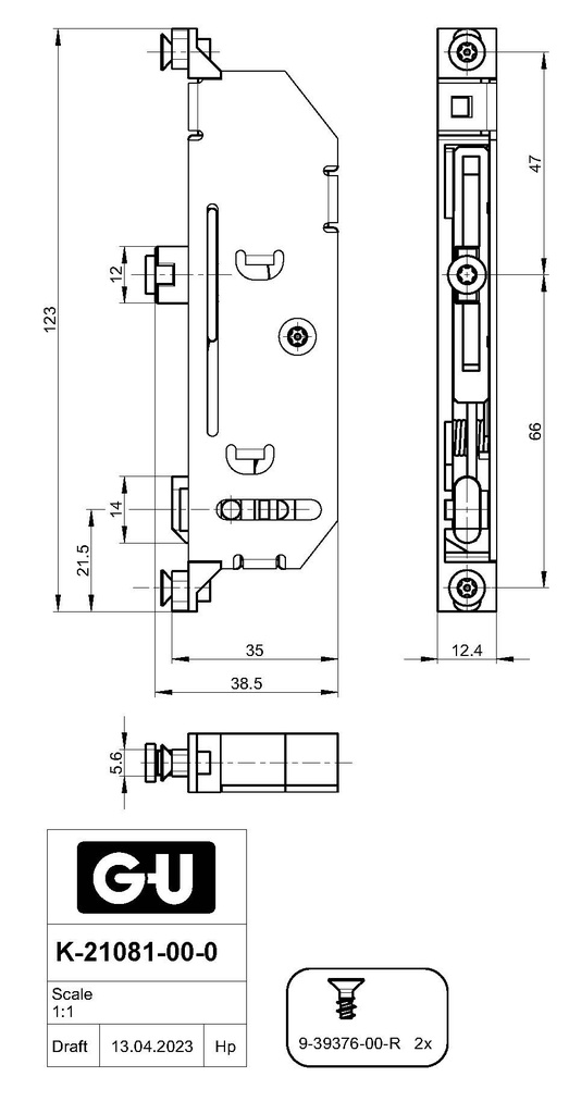 GU K-21081-00-0-6 SLOTKAST TE-MODULE DAGONTGRENDELFUNCTIE