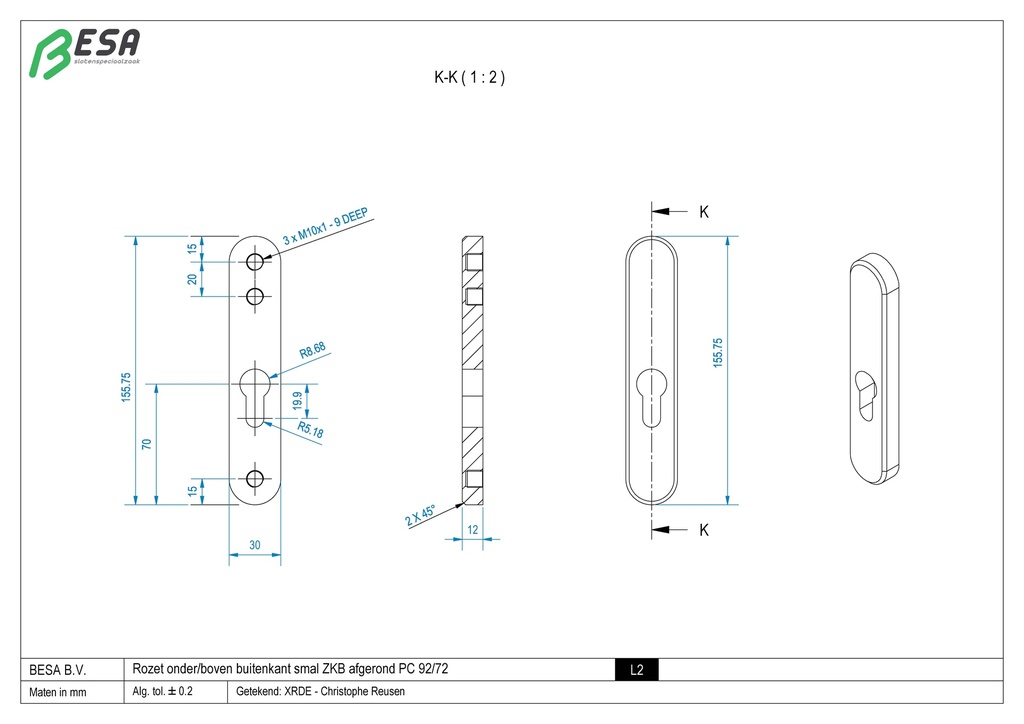 BESA PRO ROZET ONDER & BOVEN AS 72/92MM BUITENKANT