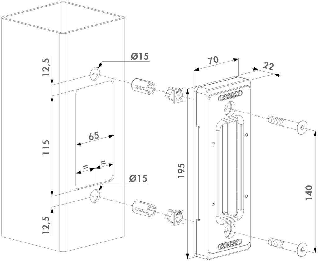 LOCINOX SSKZ QF SCHUIFPOORTSLOTVANGER MET QUICK-FIX