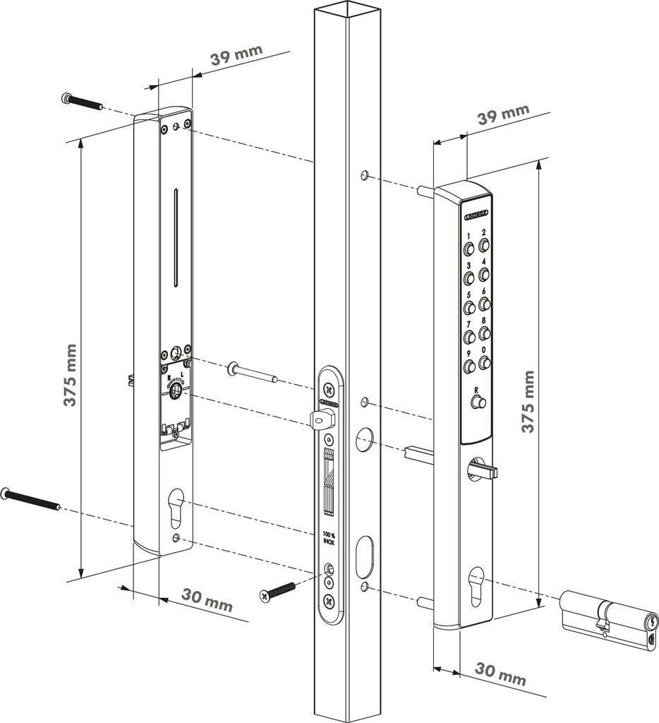 LOCINOX VITA SET MET KRUK MECHANISCH CODESLOT VOOR INSTEEKSLOTEN