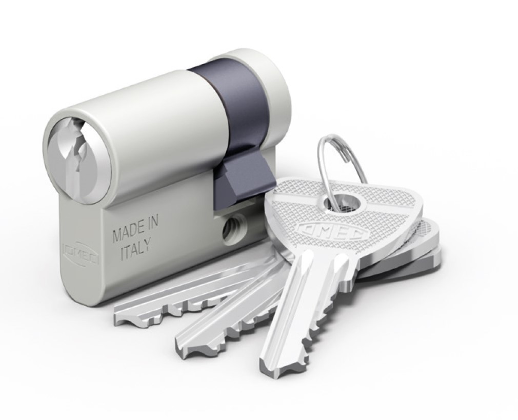 [121/01 L] OMEC SERIE 120 ALUMINIUM BASIS CILINDER (20, 10 (halve cilinder), Verschillend sluitende sleutel (VS))