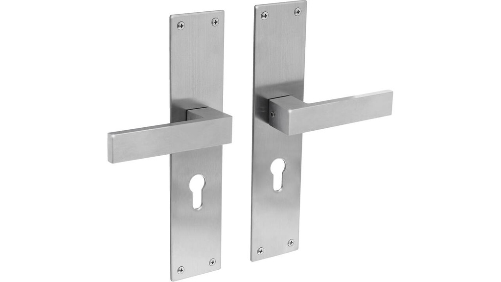 [0035.057129] INTERSTEEL AMSTERDAM KRUKKENPAAR OP SCHILD MET PROFIELCILINDERGAT (brushed stainless steel, 55)