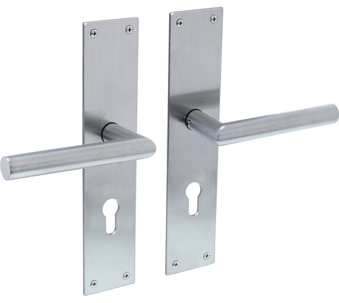 [0035.058329] INTERSTEEL JURA KRUKKENPAAR OP SCHILD MET PROFIELCILINDERGAT (gebürsteter Edelstahl, 55)