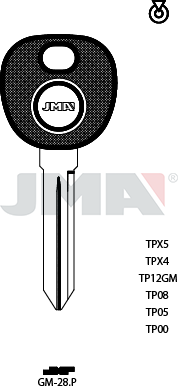 [TP00GM-28.P] JMA BRUTE AUTOSLEUTEL PROFIEL TP00GM-28.P ZONDER TRANSPONDER